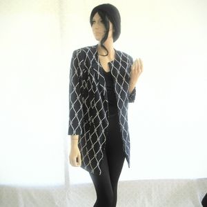 Talbots Stretch Size 10 Printed Navy Blue Blazer